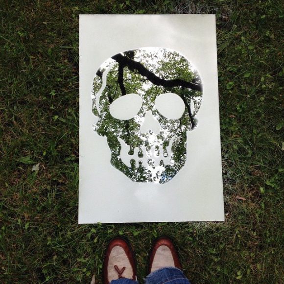 Frosted Skull Mirror