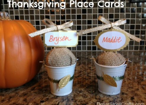 Burlap bucket place cards, so cute! click for instructions
